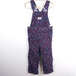OshKosh B'gosh Overalls Kids 3T Navy Blue Floral Corduroy